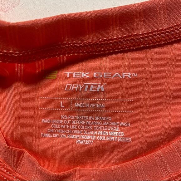 Tek Gear Women Orange Active Workout Wicking Stretch Polyester Tank Top Size L - Picture 3 of 6